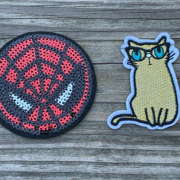 Iron On Patches Lot of 2 Patch Cat Embroidery Applique DIY Patches - Picture 7 of 8